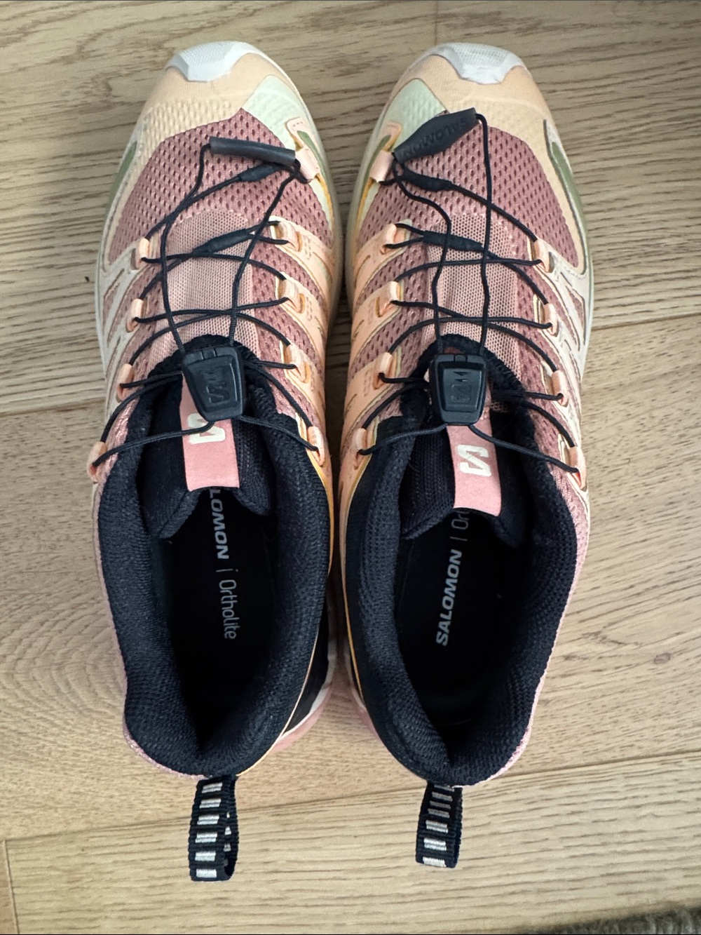 Salomon Women's Pink and Black Trail Runner with Olive Accents - Picture 3 of 4